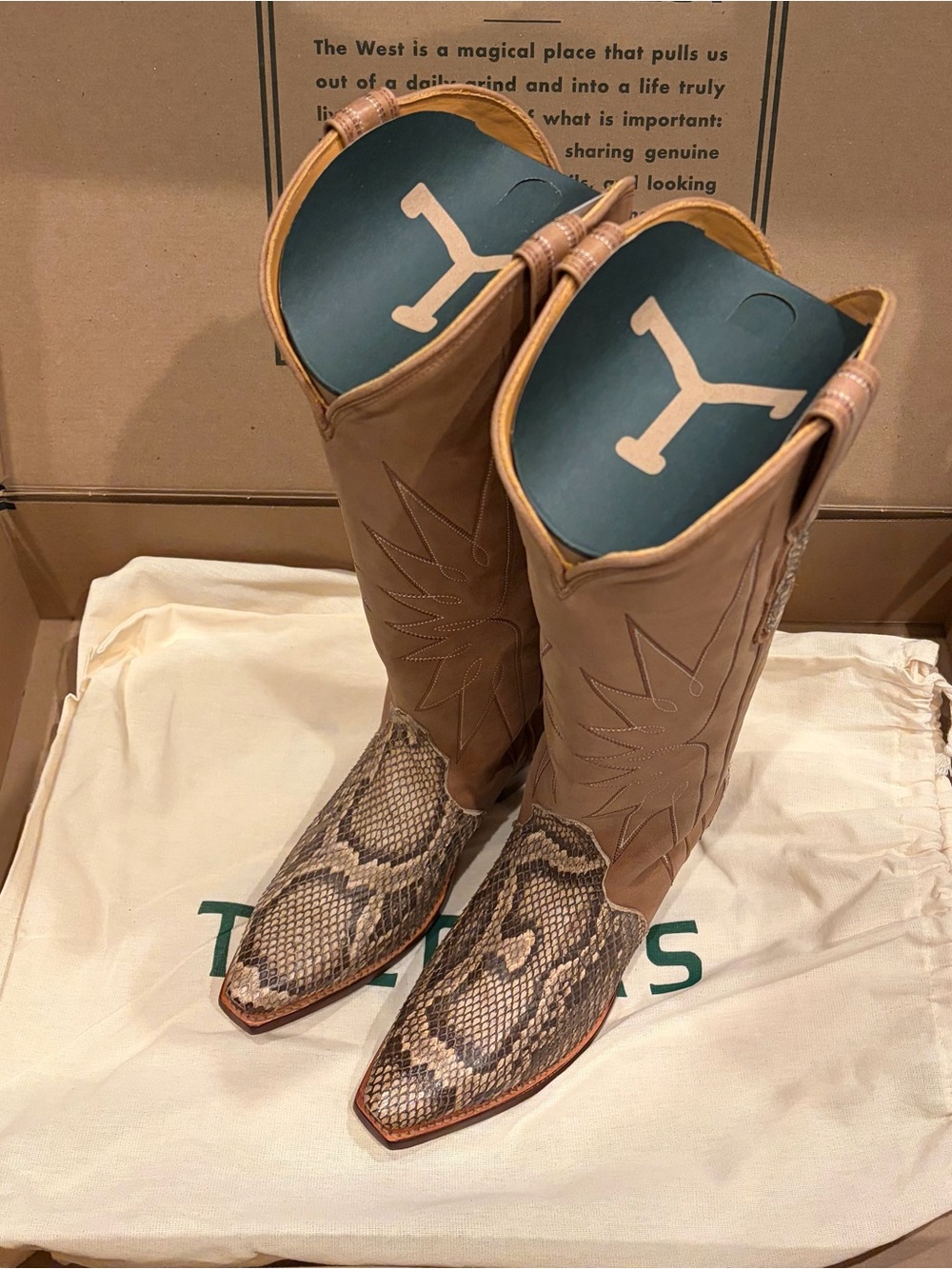 LIMITED RELEASE Tecovas Loretta Mangrove Invasive Python Snip Toe Cowgirl Boots